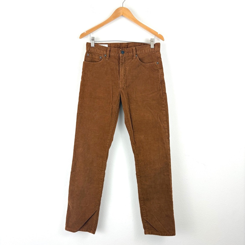 Gap Mens 29x30 Corduroy Straight Pants Preppy Brown Tobacco Stretch Trousers